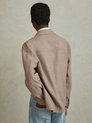 Reiss Mocha Cart Wool Blend Button-Through Overshirt - Image 5 of 6