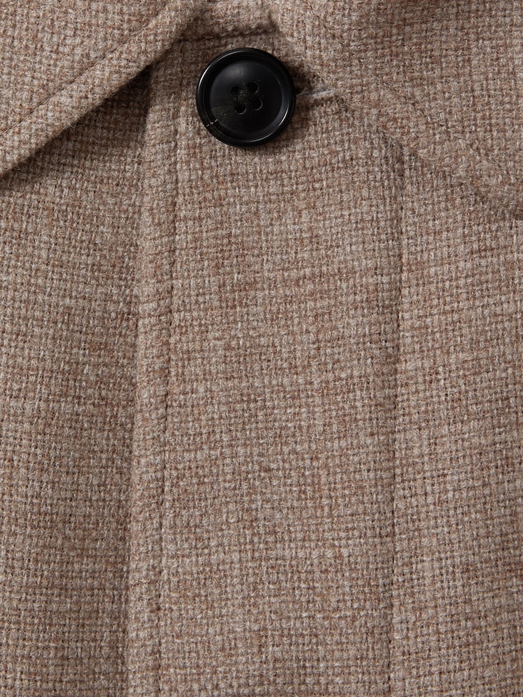 Reiss Mocha Cart Wool Blend Button-Through Overshirt - Image 6 of 6