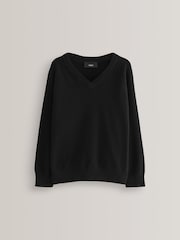 Black Knitted V-Neck School Jumper (3-18yrs) - Image 1 of 4