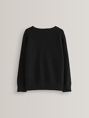 Black Knitted V-Neck School Jumper (3-18yrs) - Image 2 of 4