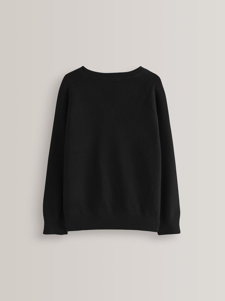 Black Knitted V-Neck School Jumper (3-18yrs) - Image 2 of 4