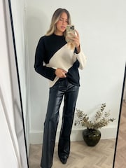 Style Cheat Black Brushed Wool Colour Block Jumper - Image 3 of 4