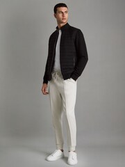 Reiss Black Flintoff Hybrid Quilt and Knit Zip-Through Jacket - Image 3 of 6