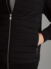 Reiss Black Flintoff Hybrid Quilt and Knit Zip-Through Jacket - Image 4 of 6