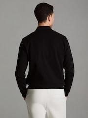 Reiss Black Flintoff Hybrid Quilt and Knit Zip-Through Jacket - Image 5 of 6