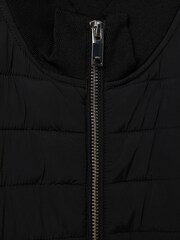Reiss Black Flintoff Hybrid Quilt and Knit Zip-Through Jacket - Image 6 of 6