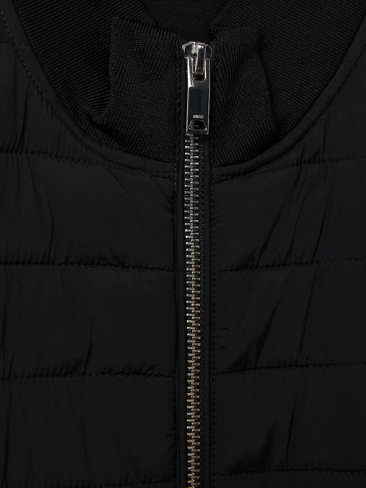 Reiss Black Flintoff Hybrid Quilt and Knit Zip-Through Jacket - Image 6 of 6