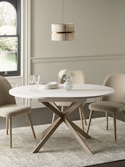 White Bronx 4 to 6 Seater Extending Round Dining Table - Image 2 of 10