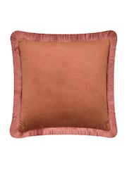 Furn Chestnut Slipper Halo Fringed Velvet Fibre Filled Cushion - Image 4 of 5