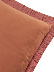 Furn Chestnut Slipper Halo Fringed Velvet Fibre Filled Cushion - Image 5 of 5