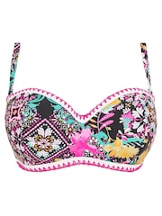 Figleaves Pink Floral Print Frida Underwired Bandeau Bikini Top - Image 4 of 4