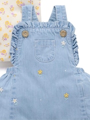 Purebaby Blue Broderie Dungaree Set - Image 4 of 5