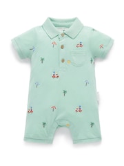 Purebaby Blue Cancun Polo Rompersuit - Image 2 of 5
