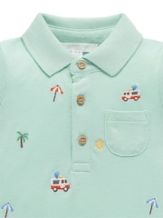 Purebaby Blue Cancun Polo Rompersuit - Image 3 of 5
