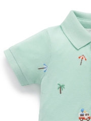 Purebaby Blue Cancun Polo Rompersuit - Image 4 of 5