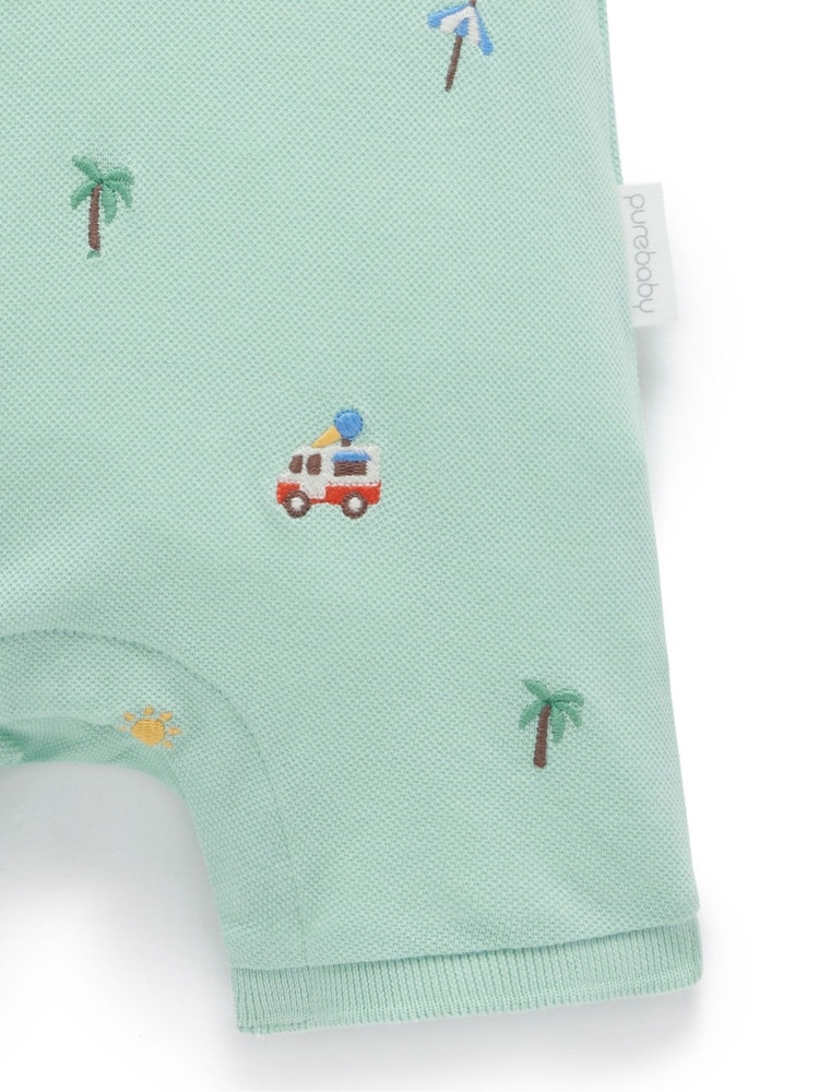 Purebaby Blue Cancun Polo Rompersuit - Image 5 of 5 Purebaby Blue Cancun Polo Rompersuit - Image 5 of 5