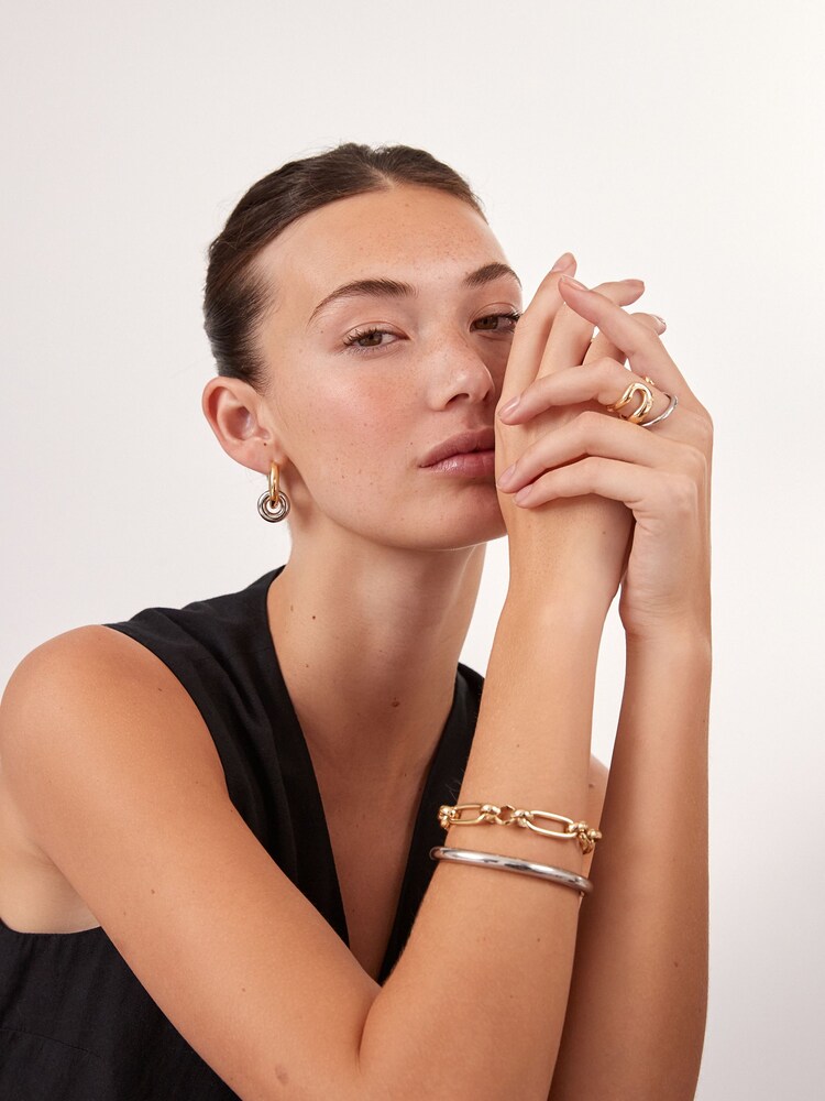Gold Tone/Silver Tone Chunky Hoop Earrings - Image 2 of 6
