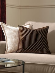 Paoletti Chocolate Evoke Cut Velvet Fibre Filled Cushion - Image 1 of 5