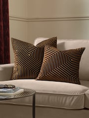 Paoletti Chocolate Evoke Cut Velvet Fibre Filled Cushion - Image 2 of 5