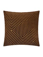 Paoletti Chocolate Evoke Cut Velvet Fibre Filled Cushion - Image 3 of 5
