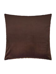 Paoletti Chocolate Evoke Cut Velvet Fibre Filled Cushion - Image 4 of 5