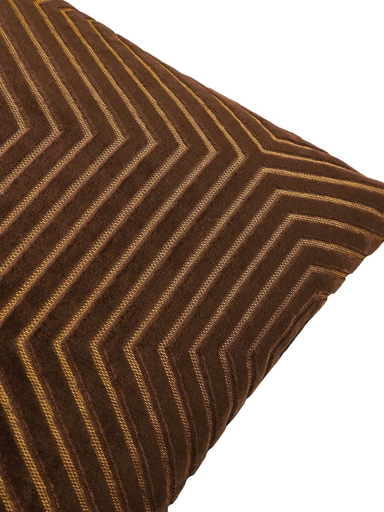 Paoletti Chocolate Evoke Cut Velvet Fibre Filled Cushion - Image 5 of 5