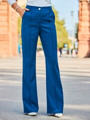 Sosandar Blue Pintuck Flare Trousers - Image 1 of 5