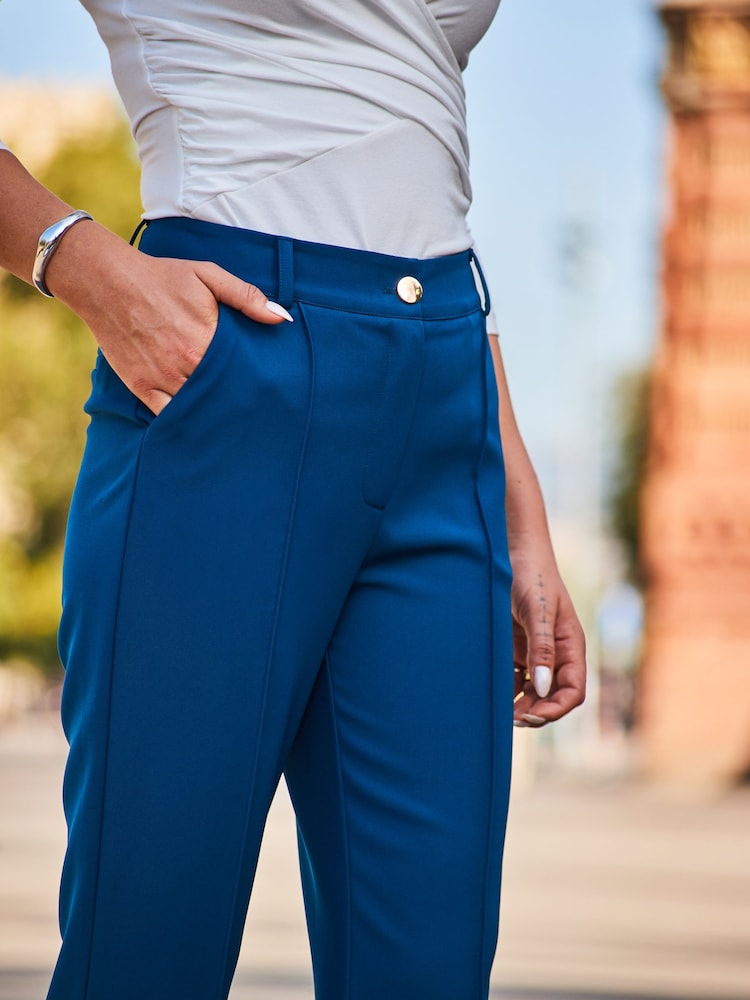 Sosandar Blue Pintuck Flare Trousers - Image 5 of 5