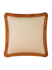 Furn Ecru Ginger Halo Fringed Velvet Fibre Filled Cushion - Image 4 of 5