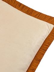 Furn Ecru Ginger Halo Fringed Velvet Fibre Filled Cushion - Image 5 of 5
