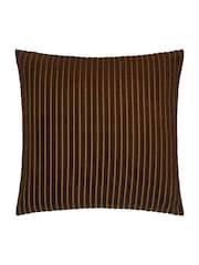 Paoletti Chocolate Savoy Stripe Velvet Fibre Filled Cushion - Image 2 of 4