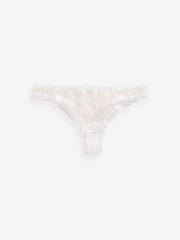 self. White Daisy Embroidered Ruffle Extra High Leg Brazilian Briefs - Image 5 of 5