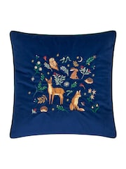 Furn Navy Berry Woods Velvet Fibre Filled Cushion - Image 3 of 5