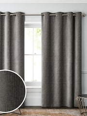 Grey Mid Heavyweight Chenille Eyelet Blackout/Thermal Curtains - Image 1 of 6