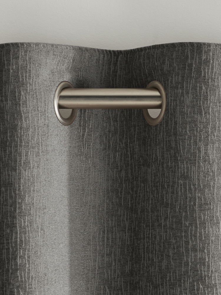 Grey Mid Heavyweight Chenille Eyelet Blackout/Thermal Curtains - Image 3 of 6