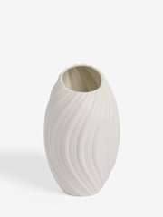 White Pleated Ceramic Medium Vase - Image 4 of 5