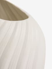 White Pleated Ceramic Medium Vase - Image 5 of 5