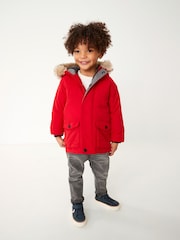 Red Shower Resistant Faux Fur Parka Coat (3mths-7yrs) - Image 4 of 8