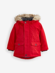 Red Shower Resistant Faux Fur Parka Coat (3mths-7yrs) - Image 6 of 8