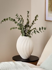 White Pleated Ceramic Large Vase - Image 1 of 4