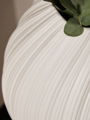 White Pleated Ceramic Large Vase - Image 2 of 4