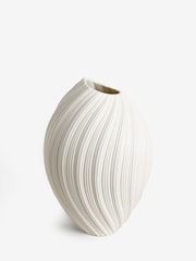 White Pleated Ceramic Large Vase - Image 4 of 4