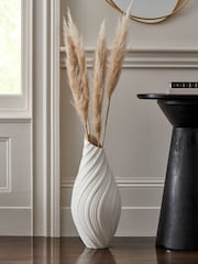 White Pleated Ceramic Extra Large Vase - Image 1 of 5