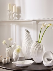 White Pleated Ceramic Extra Large Vase - Image 3 of 5