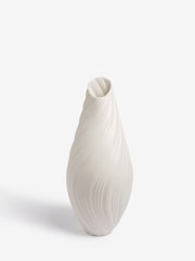 White Pleated Ceramic Extra Large Vase - Image 4 of 5