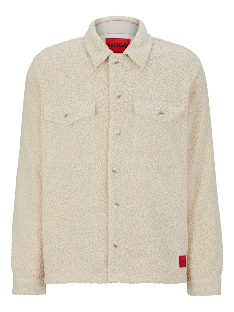 HUGO Natural Teddy Fleece Overshirt - Image 2 of 7