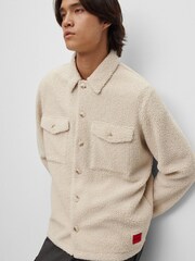 HUGO Natural Teddy Fleece Overshirt - Image 5 of 7