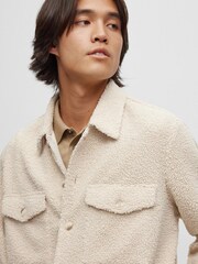 HUGO Natural Teddy Fleece Overshirt - Image 6 of 7