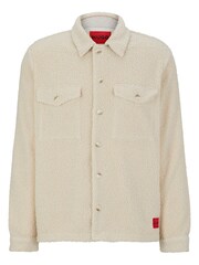 HUGO Natural Teddy Fleece Overshirt - Image 7 of 7