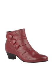 Lotus Red Leather Ankle Boots - Image 1 of 4